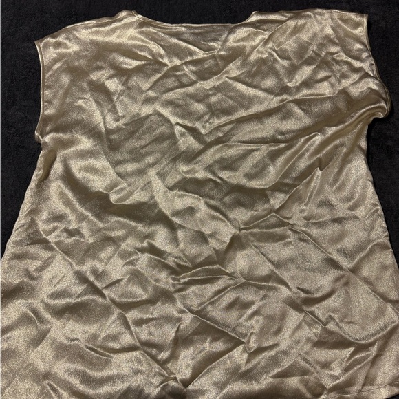 Marina Rinaldi Mauve Tan Silk V-Neck Blouse Size 6 Made in Italy EUC - Picture 1 of 8
